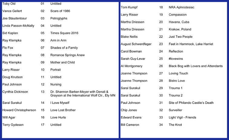 Love in 2016 Artists and Titles